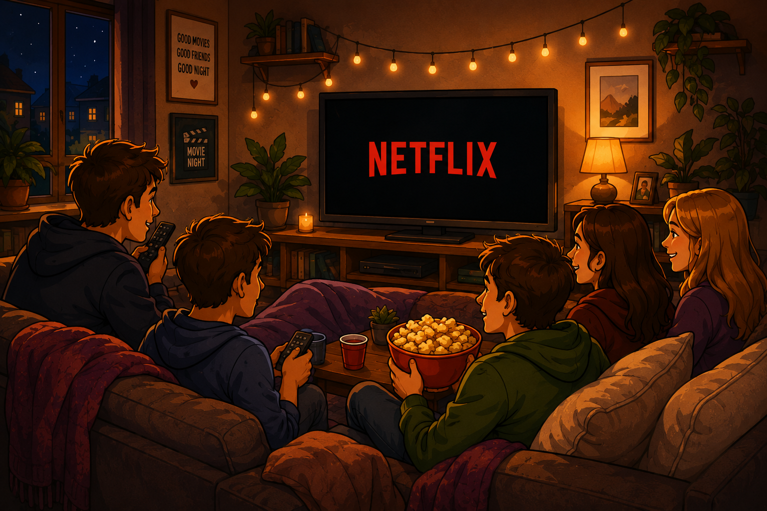 Filmavond met deken en snacks